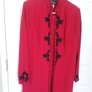 LONG SLEEVE RED HOT DRESS/COAT - 2 PIECE